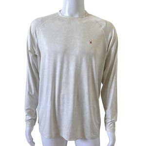 SPYDER Mens Size Medium Beige Long Sleeve UPF 30+ Rashguard Swim Surf Shirt